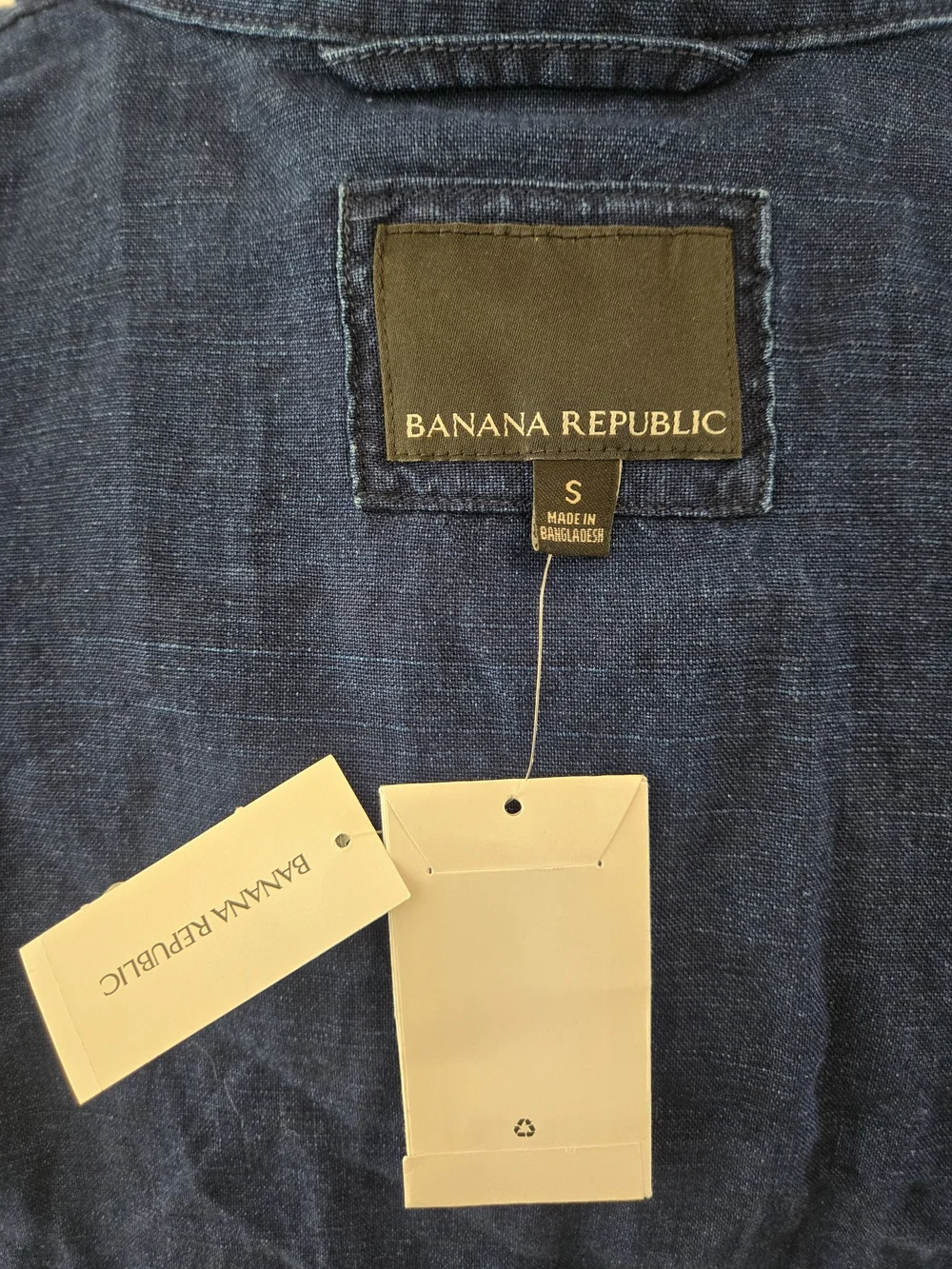 Banana Republic Linen Cotton Navy Blue Button Jacket Size S